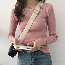 Load image into Gallery viewer, Women Slim O-neck Sweaters Female Knitted Top Fashion Women Swearter Pullover