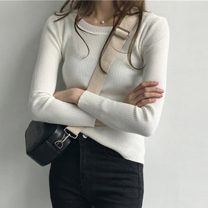 Women Slim O-neck Sweaters Female Knitted Top Fashion Women Swearter Pullover