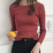 Load image into Gallery viewer, Women Slim O-neck Sweaters Female Knitted Top Fashion Women Swearter Pullover