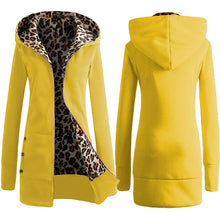 Load image into Gallery viewer, Women Plus Winter Thicker Hooded Coats Overcoat Outwear Female Korean Style Pocket Jacket Autumn Leopard Zipper Hoodes Coat