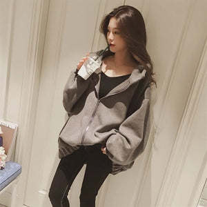 Raisevern New Women Thick Hoodie TRAGIC YOUTH Letter Print Coat Womens Fashion Zipper Jacket Loose Oversize Hooded Tops Dropship