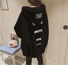 Load image into Gallery viewer, Raisevern New Women Thick Hoodie TRAGIC YOUTH Letter Print Coat Womens Fashion Zipper Jacket Loose Oversize Hooded Tops Dropship