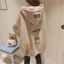 Load image into Gallery viewer, Raisevern New Women Thick Hoodie TRAGIC YOUTH Letter Print Coat Womens Fashion Zipper Jacket Loose Oversize Hooded Tops Dropship