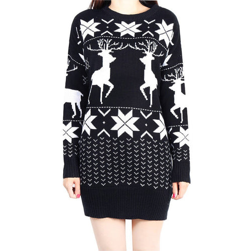 Autumn stretch swearter women's fashion women's 2020 Christmas elk pattern snowflake print long-sleeved round neck pullover