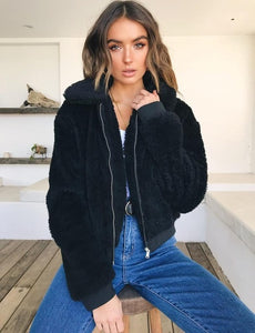 2019 Winter arrival Women Cotton Fluffy Long Sleeve Jacket Ladies Warm Outerwear Cardigan Coat