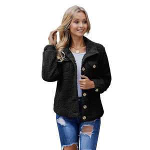 BONJEAN 2019 Winter Coats and Outerwear Single Breasted Fleece Jacket for Women Turn-Down Collar Gray Winter Jacket BJ1592