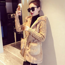 Load image into Gallery viewer, New Fashion Women Hooded Winter Warm Jacket Loose Knitted Plush Jacket Winter Thick Outerwear Coat Ladies Casual Coats Pocket