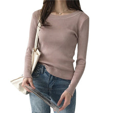 Load image into Gallery viewer, women sweater Solid Color pullover slim o-neck warm sweaters knitted jumper fashion women clothes pull  Swearter femme 2019