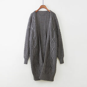 SETWIGG Autumn Long Knitted Swearter Cardigan for Women Long Sleeve Twist Knit Casual Loose Open Stitch Long Sweater Outerwear