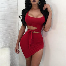 Load image into Gallery viewer, New Fashion Women Sexy Hypotenuse Dress Hollow Out High Waist Sexy Package Hip Dress Evening Party Dress