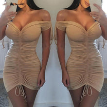 Load image into Gallery viewer, UK Women Bodycon Pencil Dress Ladies Summer Clubwear Mini Dress Women Summer Sexy Dresses Polyester V-neck Dresses